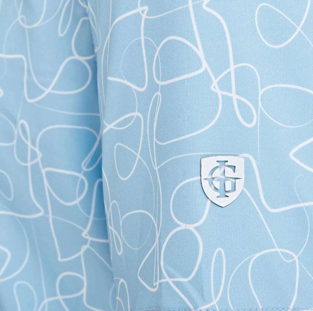 Island Green Rib Collar Freehand Print Polo Shirt